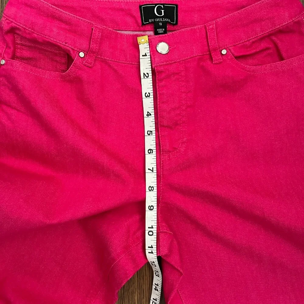 G by Giuliana Pink Stretch Bootcut Wide Leg Jean Raw Hem Barbiecore Y2K Pop 10